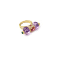 Load image into Gallery viewer, Natural Amethyst and Emerald 14K gold ring close-up detail - NFJSD-2000