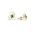Load image into Gallery viewer, Natural Lemon Quartz and Tsavorite 14K gold earrings front view - NFJSD-2052