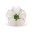 Load image into Gallery viewer, Natural Blue Chalcedony and Emerald 14K gold ring close-up detail - NFJSD-1649
