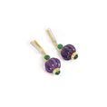 Load image into Gallery viewer, Natural Amethyst and Emerald 14K gold earrings top view - NFJSD-1830