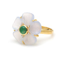 Load image into Gallery viewer, Natural Blue Chalcedony and Emerald 14K gold ring back view - NFJSD-1649