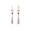 Load image into Gallery viewer, Natural Pink Amethyst and Ruby 14K gold earrings front view - NFJSD-2013