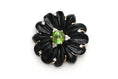 Load image into Gallery viewer, Natural Green Tourmaline Round Cut and Black Onyx Carving Flower 14K gold pendant front view - NFJSD-1207