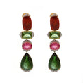 Load image into Gallery viewer, Natural Tourmaline Mix 18K gold earrings front view - NFJSD-1652