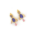 Load image into Gallery viewer, Natural Tanzanite and Tourmaline 18K gold earrings back view - NFJSD-1805