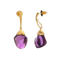 Load image into Gallery viewer, Natural Amethyst 18K gold earrings close-up detail - NFJSD-1479