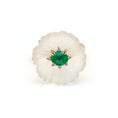 Load image into Gallery viewer, Natural Crystal Carving and Emerald 18K gold ring back view - NFJSD-1763