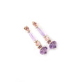 Load image into Gallery viewer, Natural Amethyst and Pink Tourmaline 14K gold earrings close-up detail - NFJSD-1984