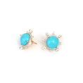 Load image into Gallery viewer, Natural Turquoise and Pearl 18K gold earrings close-up detail - NFJSD-1827