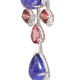 Load image into Gallery viewer, Natural Tourmaline and Tanzanite 18K gold earrings side angle - NFJSD-1640
