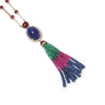 Load image into Gallery viewer, Natural Tourmaline and Tanzanite 18K gold necklace top view - NFJSD-1937