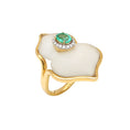 Load image into Gallery viewer, Natural Crystal Carving and Emerald 18K gold ring top view - NFJSD-1550