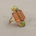 Load image into Gallery viewer, Natural Pink Tourmaline and Green Tourmaline 18K gold ring on-hand view - NFJSD-1570