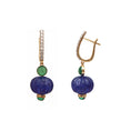 Load image into Gallery viewer, Natural Tanzanite and Emerald 18K gold earrings side angle - NFJSD-1540