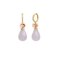 Load image into Gallery viewer, Natural Chalcedony and Pink Tourmaline 14K gold earrings front view - NFJSD-1971