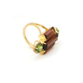 Load image into Gallery viewer, Natural Pink Tourmaline and Green Tourmaline 18K gold ring back view - NFJSD-1570
