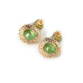 Load image into Gallery viewer, Natural Aqua and Perdot 18K gold earrings close-up detail - NFJSD-1847