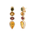 Load image into Gallery viewer, Natural Mix Tourmaline and Yellow Aqua 18K gold earrings top view - NFJSD-1615