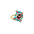 Load image into Gallery viewer, Natural Rubellite and Mix Tourmaline 18K gold ring back view - NFJSD-1628