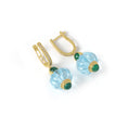 Load image into Gallery viewer, Natural Blue Topaz and Emerald 14K gold earrings top view - NFJSD-1914