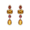 Load image into Gallery viewer, Natural Mix Tourmaline and Yellow Aqua 18K gold earrings front view - NFJSD-1634