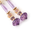 Load image into Gallery viewer, Natural Amethyst and Pink Tourmaline 14K gold earrings side angle - NFJSD-1984