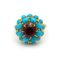 Load image into Gallery viewer, Natural Tourmaline and Turquoise 18K gold ring close-up detail - NFJSD-1616