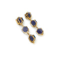 Load image into Gallery viewer, Natural Tanzanite and Turquoise 18K gold earrings side angle - NFJSD-1910