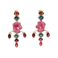 Load image into Gallery viewer, Natural Tourmaline and LBT 18K gold earrings close-up detail - NFJSD-1705
