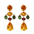 Load image into Gallery viewer, Natural Tourmaline and Yellow Aqua 18K gold earrings front view - NFJSD-1598