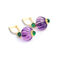Load image into Gallery viewer, Natural Amethyst and Emerald 18K gold earrings lifestyle shot - NFJSD-1778