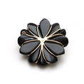 Load image into Gallery viewer, Natural Green Tourmaline Round Cut and Black Onyx Carving Flower 14K gold pendant back view - NFJSD-1207