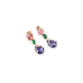 Load image into Gallery viewer, Natural Tanzanite and Tourmaline 18K gold earrings side angle - NFJSD-1979