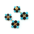 Load image into Gallery viewer, Natural Black Onyx and Turquoise 18K gold earrings close-up detail - NFJSD-1542