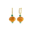 Load image into Gallery viewer, Natural Citrine and Emerald 14K gold earrings close-up detail - NFJSD-1931