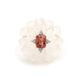 Load image into Gallery viewer, Natural Tourmaline Rectangle Cut and Crystal Quartz Carving Flower 14K gold ring front view - NFJSD-1246