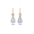 Load image into Gallery viewer, Natural Chalcedony and Pink Tourmaline 14K gold earrings back view - NFJSD-1971