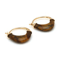 Load image into Gallery viewer, Natural Tiger Eye 18K gold earrings close-up detail - NFJSD-1687