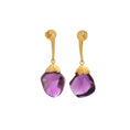 Load image into Gallery viewer, Natural Amethyst 18K gold earrings front view - NFJSD-1479
