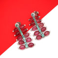 Load image into Gallery viewer, Natural Emerald and Tourmaline 18K gold earrings top view - NFJSD-1578