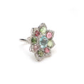 Load image into Gallery viewer, Natural Aquamarine and Tourmaline 18K gold ring front view - NFJSD-1538