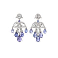 Load image into Gallery viewer, Natural White Aquamarine and Tanzanite 18K gold earrings back view - NFJSD-1970