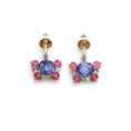 Load image into Gallery viewer, Natural Tourmaline and Tanzanite 18K gold earrings front view - NFJSD-1797