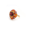 Load image into Gallery viewer, Natural Mexican fire opal and Tourmaline 18K gold ring front view - NFJSD-1841