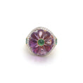 Load image into Gallery viewer, Natural Amethyst and Emerald 18K gold ring back view - NFJSD-1696