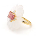 Load image into Gallery viewer, Natural Crystal Carving and Tourmaline 14K gold ring back view - NFJSD-1647