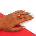 Load image into Gallery viewer, Natural Citrine and Emerald 18K gold ring on-hand view - NFJSD-1592