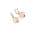 Load image into Gallery viewer, Natural Morganite and Emerald 14K gold earrings top view - NFJSD-1930
