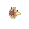 Load image into Gallery viewer, Natural Tourmaline mix Cut and Citrin Cut 14K gold ring top view - NFJSD-1274
