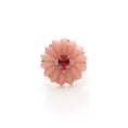 Load image into Gallery viewer, Natural Tourmaline Oval Cut and Pink Opal Carving Flower 14K gold ring top view - NFJSD-1301